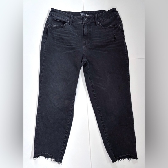 Time and Tru Denim - Washed Out Black Distressed Raw Hem Cropped Jeans 10 Whimsigoth Fairy Grunge